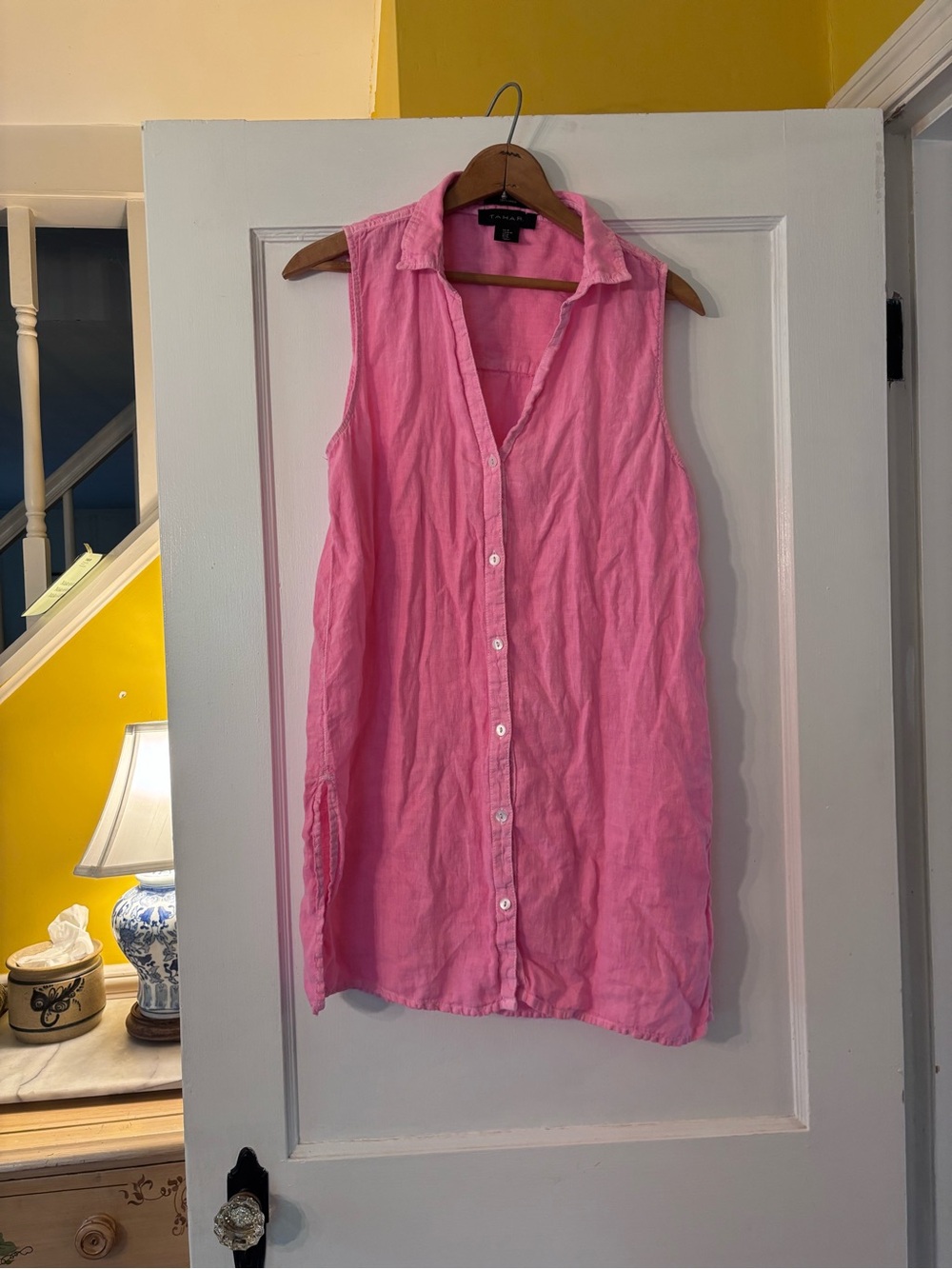 Tahari Bright Pink Linen Blouse